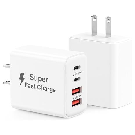 2-Pack Fast Charging 4-Port USB-C Charger