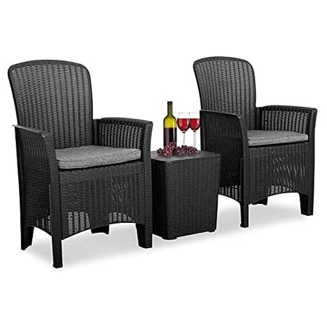 3-Piece Rattan Wicker Chairs Furniture Set w/ Table