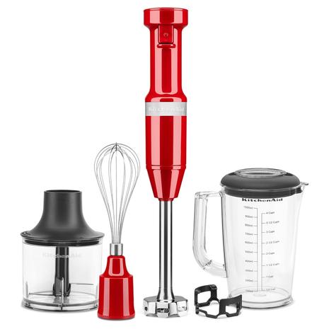 KitchenAid Variable Speed Corded Empire Red Hand Blender With Accessories