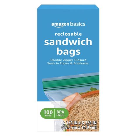 400 Amazon Basics Reclosable Sandwich Storage Bags