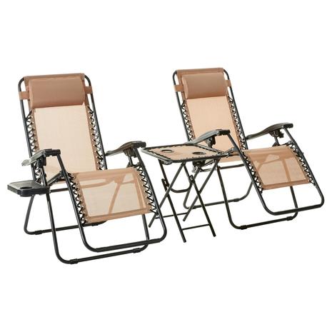 2 Zero Gravity Lounge Chairs With Side Table