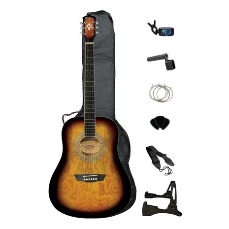 Washburn 6-String Acoustic Guitar Pack With Clip-On Electronic Tuner