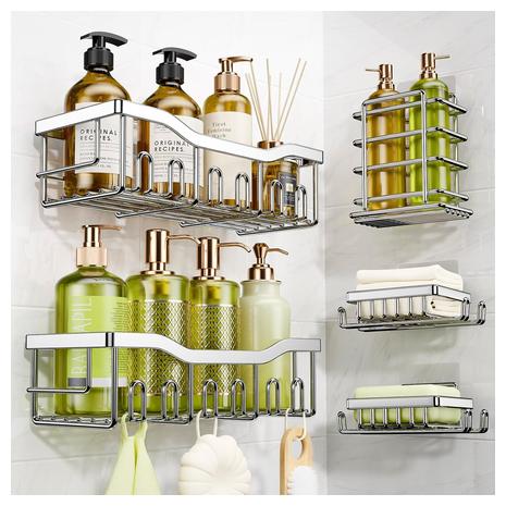 5-Piece Rustproof Stainless Steel Shower Shelves