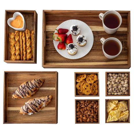 7-Piece Acacia Wood Tray Set