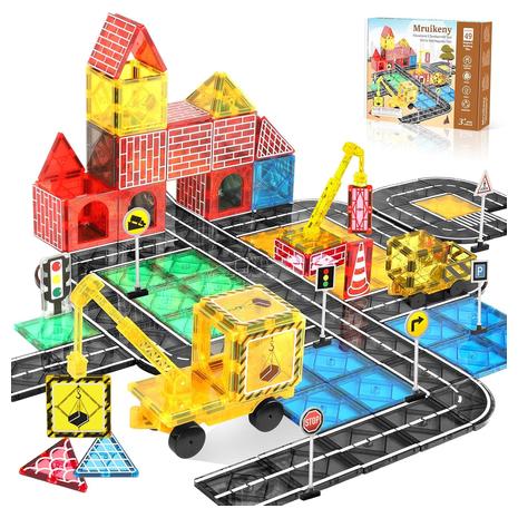 49-Piece Magnetic Tiles City Construction Set