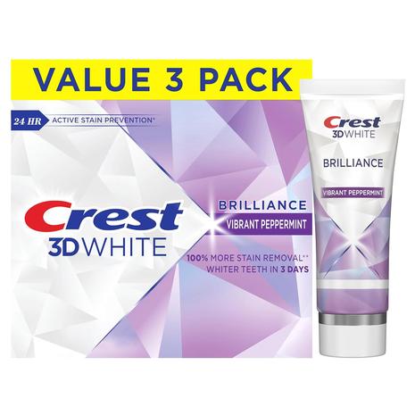 3-Pack 4.6 oz Crest 3D White Brilliance Vibrant Peppermint Teeth Whitening Toothpaste