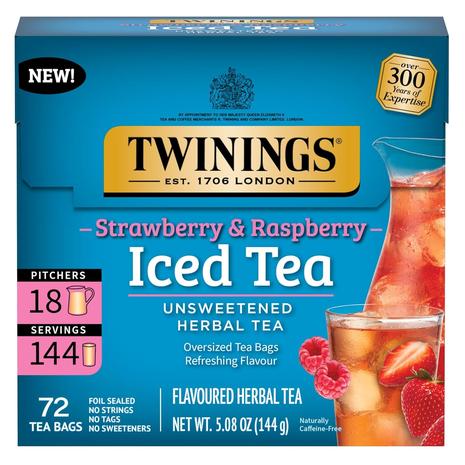 72 Pack Of Twinings Strawberry Raspberry Herbal Iced Tea