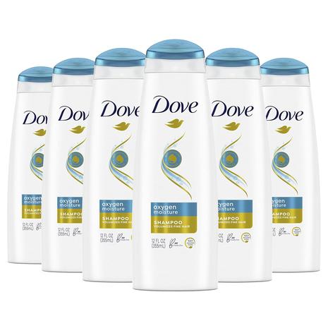 6 Bottles Of Dove Oxygen Moisture Shampoo