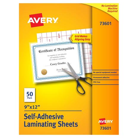 50-Pack Avery Self-Adhesive Laminating Sheets