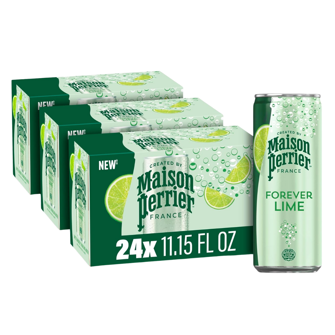 24 Cans Of Perrier Forever Lime Sparkling Water