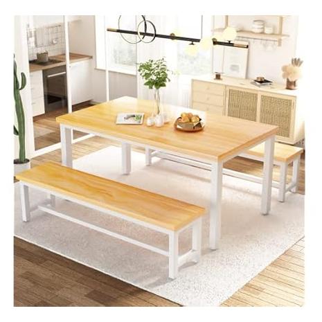 Dining Room Table Kitchen Set w/ 2 Benches