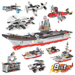 1,334 Piece 8-In-1 City War Military Aircraft Carrier Building Blocks Set