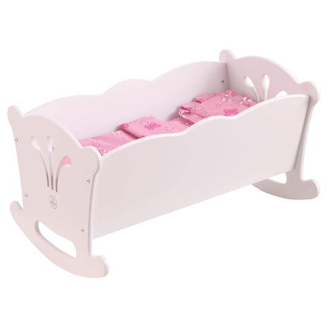 Wooden Lil' Doll Rocking Cradle w/ Pad, Blanket & Pillow