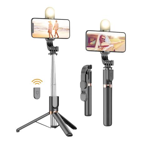 Selfie Stick Tripod with Wireless Remote and LED Fill Light