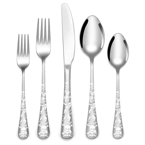 40-Piece Skull Pattern Silverware Set