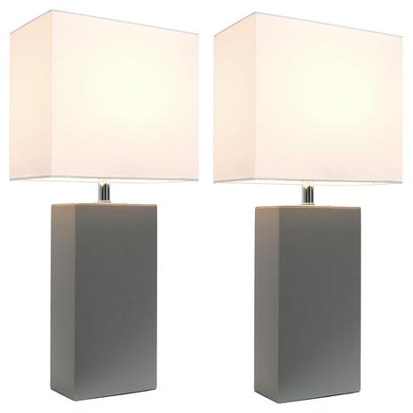 2 Modern Leather Table Lamps