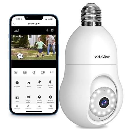 LaView 4MP Bulb WiFi 2K Motion Detection Security Camera