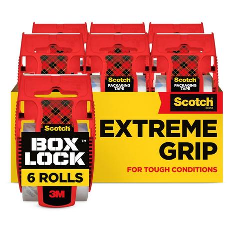 6 Rolls Of Scotch Box Lock Packaging Tape With Dispensers