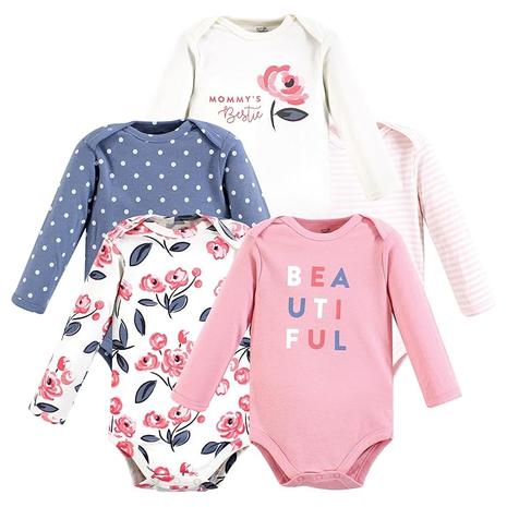 5-Piece Baby Organic Cotton Long-Sleeve Bodysuits