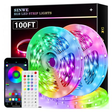 100FT Led Lights Sync Led Strip Lights w/ 44 Keys Remote