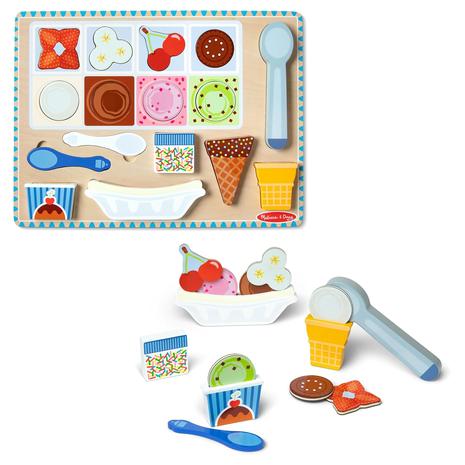 16-Piece Melissa & Doug Ice Cream Wooden Magnetic Puzzle Play Set w/ Scooper