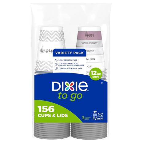 156 Dixie To Go Paper Coffee Cups With Lids