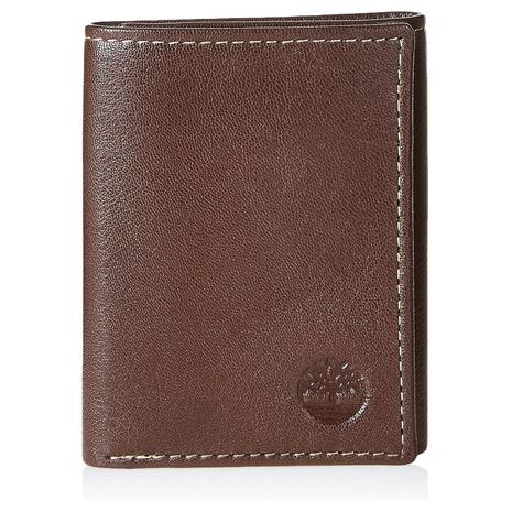 Timberland Men's Leather Trifold Wallet w/ ID Window (Brown)