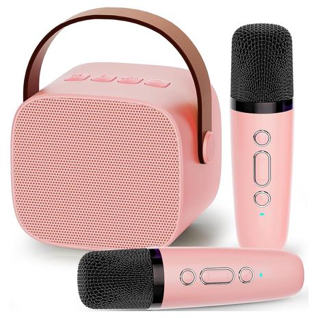 Kid's Mini Karaoke Machine w/ 2 Wireless Mics (Pink)