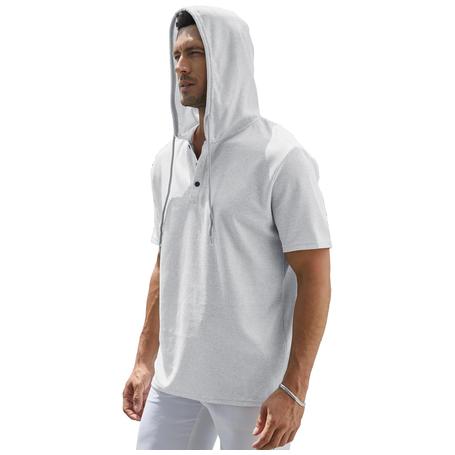 Men's Henley Short Sleeve T-Shirt Hoodie (5 Colors)