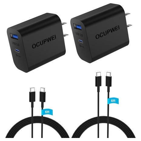 2-Pack USB C Chargers With Cables