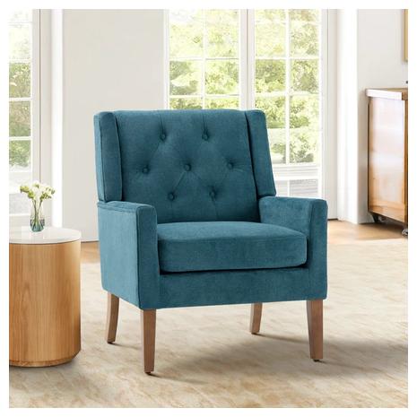 Winston Porter Edyce Tufted Back Upholstered Fabric Accent Armchair