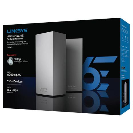 2-Pack Linksys Atlas Max Wi-Fi 6E Tri-Band Mesh Router System