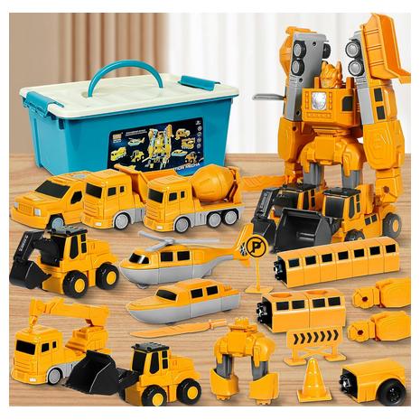 Magnetic Transforming Robot Construction Vehicles Toy