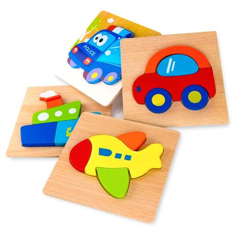 4 Wooden Vehicle Toy Puzzles