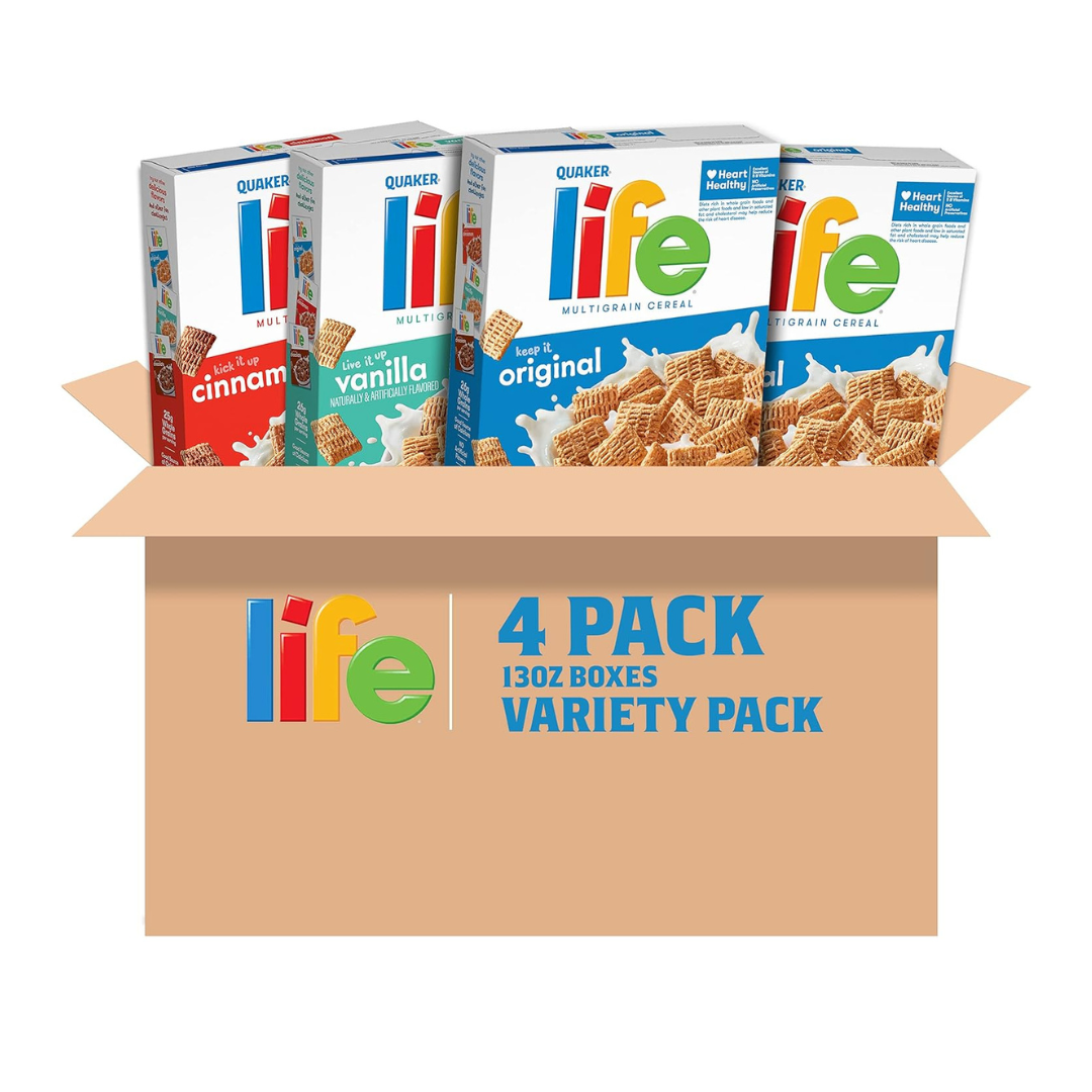 4 Boxes Of Quaker Life Breakfast Cereal Variety Pack