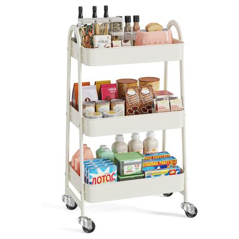 3-Tier Metal Storage Utility Cart w/ Wheels