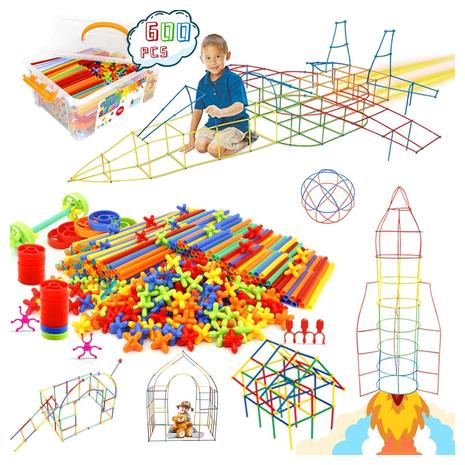 600-Piece Straw Constructor STEM Building Toy Kit