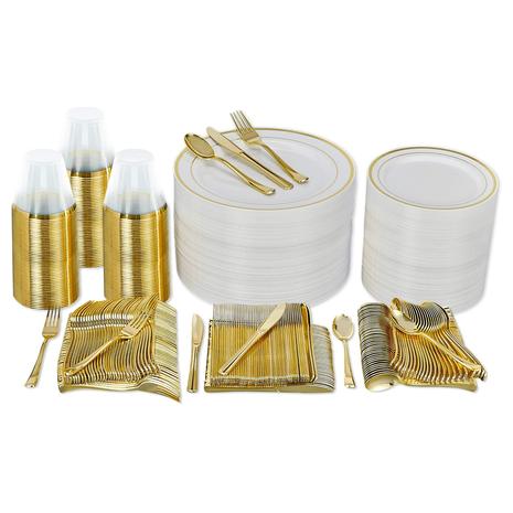 600 Piece Plastic Disposable Dinnerware Set