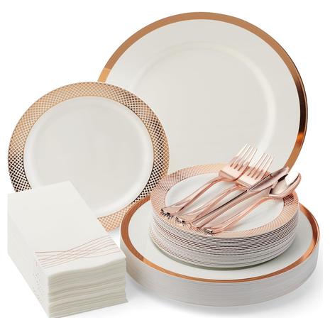 175 Piece Rose Gold Dinnerware Set