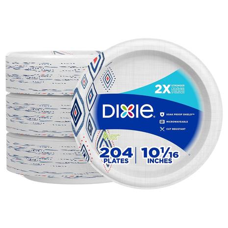 204-Count 10" Dixie Microwavable Disposable Paper Plates