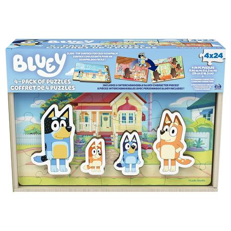 4-Pack Bluey Wooden Puzzles w/ 96 Interchangeable Pieces