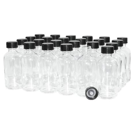 24-Count Clear Boston Round Bottle w/ Cap (4oz)