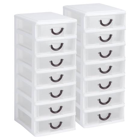 2 Pack Of 7 Mini Plastic Drawers Organizer