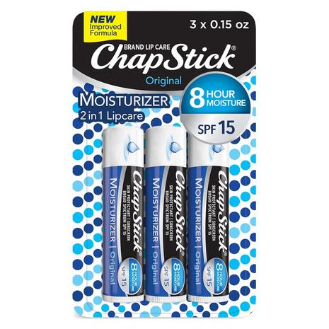 3-Pack ChapStick Moisturizer Original Lip Balm Tubes