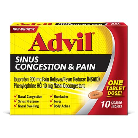 10-Count Advil Sinus Congestion Pain Tablets