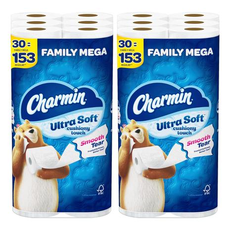 60 Family Mega Rolls (306 Regular Rolls) Charmin Ultra Soft Toilet Paper + Get $20 Amazon Credit