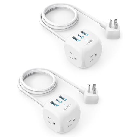 2-Pack Anker 20W USB C Power Strip w/ 3 Outlets & USB