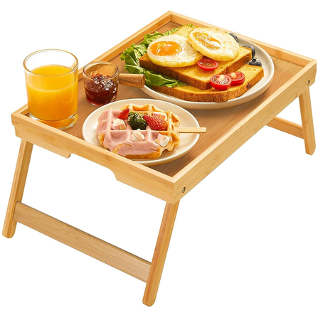 Bamboo Bed Tray Table with Foldable Legs