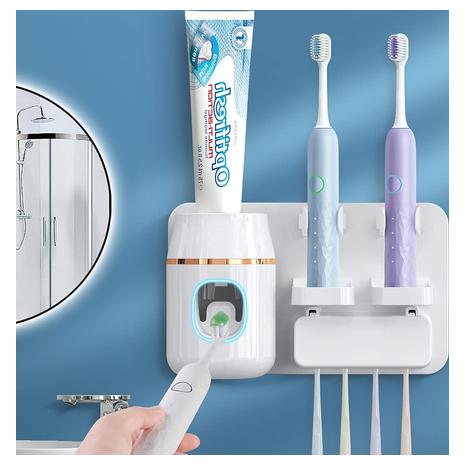 Toothpaste Dispenser With Toothbrush Holder