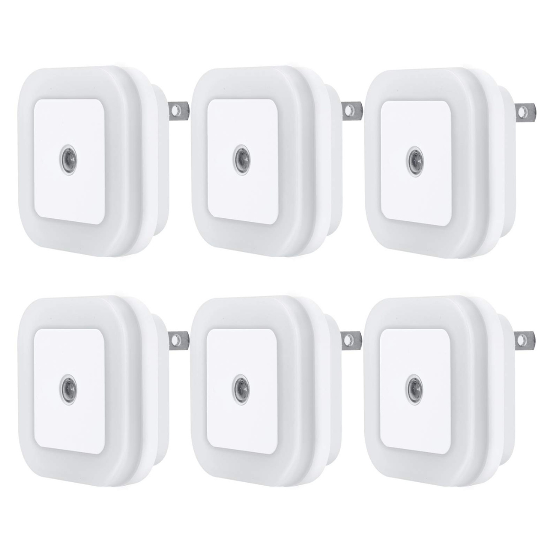 6-Pack LED Night Light Lamp with Smart Dusk to Dawn Sensor